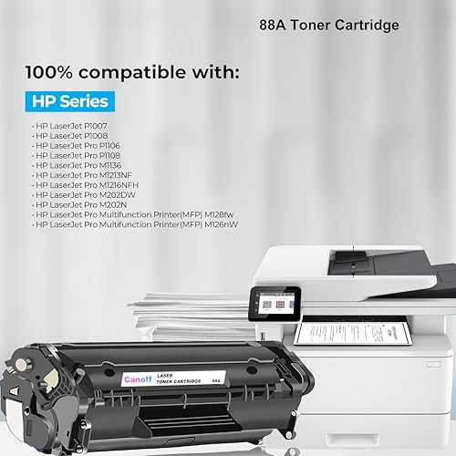 Image of CANOFF 88A /CC388A Black Laser Toner Cartridge Compatible for HP LaserJet Printer M1136, MFP, P1007, P1106, P1108, P1008, M1213nf, MFP, M126nw MFP, M1218nfs, M128fw MFP, M128fn , MFP, M226DW, M226DN