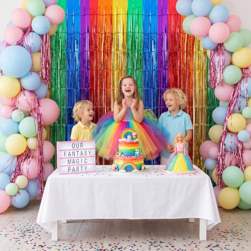 Image of TONIFUL 2Pcs Rainbow Metallic Tinsel Foil Fringe Curtain Door Streamer