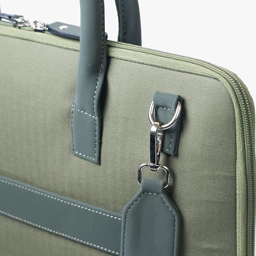 Image of Bellblock Sleek Messenger Laptop Bags For Men /Women Office Use | Travel Friendly With Luggage Strap | Office Bag For Man /Woman | Cotton Canvas | Olive Green (Upto 14 Inch)