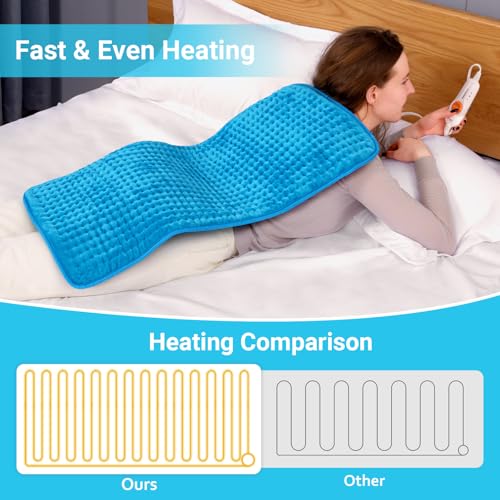 Boileau Electric Heating Pad for Back Pain and Period Cramps Relief, 17"x33" Extra Large XXXL, 3 Heating Levels Heat Pad with 2-Hour Auto Shut Off, Gifts for Women and Mom, Blue - Image 6
