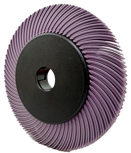 Image of Radial Bristle Brush, 6 in x 1 /2 in x 1 in 600 Grit (Purple) with Adapter, Type C Curved Bristle (Pack of 1)