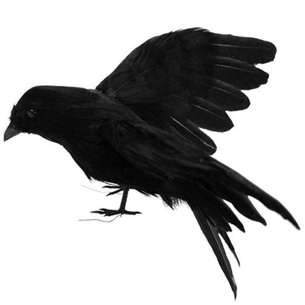 Tossper B 1Pc Lack Crows Halloween Fake Crow With Ird's Nest Handmade Artificial Crow Decoys Fake Raven