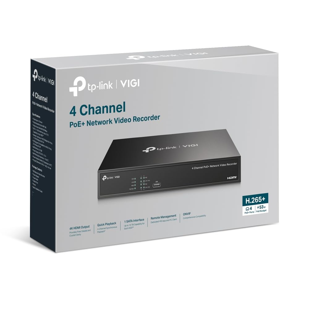 Almacenamiento en Red TP-Link VIGI NVR1004H-4P Negro