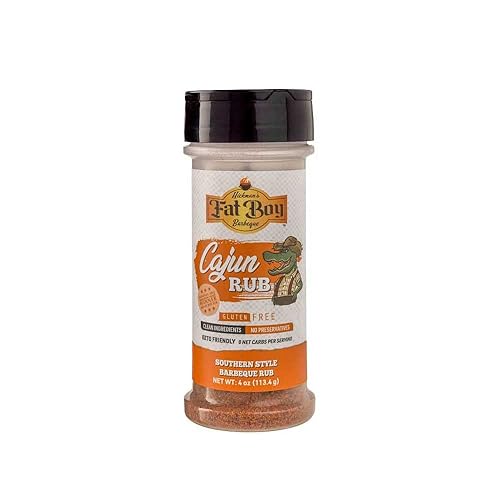 Fat Boy Natural BBQ Cajun Rub - Perfecto para carne de res, pollo, cerdo, mariscos y platos criollos, ingredientes limpios, sin gluten, apto para