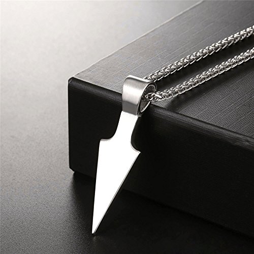 U7 Men Rock Hip Hop Jewelry Stainless Steel Cool Spear Point Arrowhead Pendant Necklace, with Text Engrave Service
