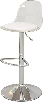 Swivel Bar Stools Adjustable 360Swivel Bar Chairs Modern Bar Stool with Acrylic Back and Silver Footrest Upholstered Bar Chairs for Dining Room Home Bar Kitchen IslandClear