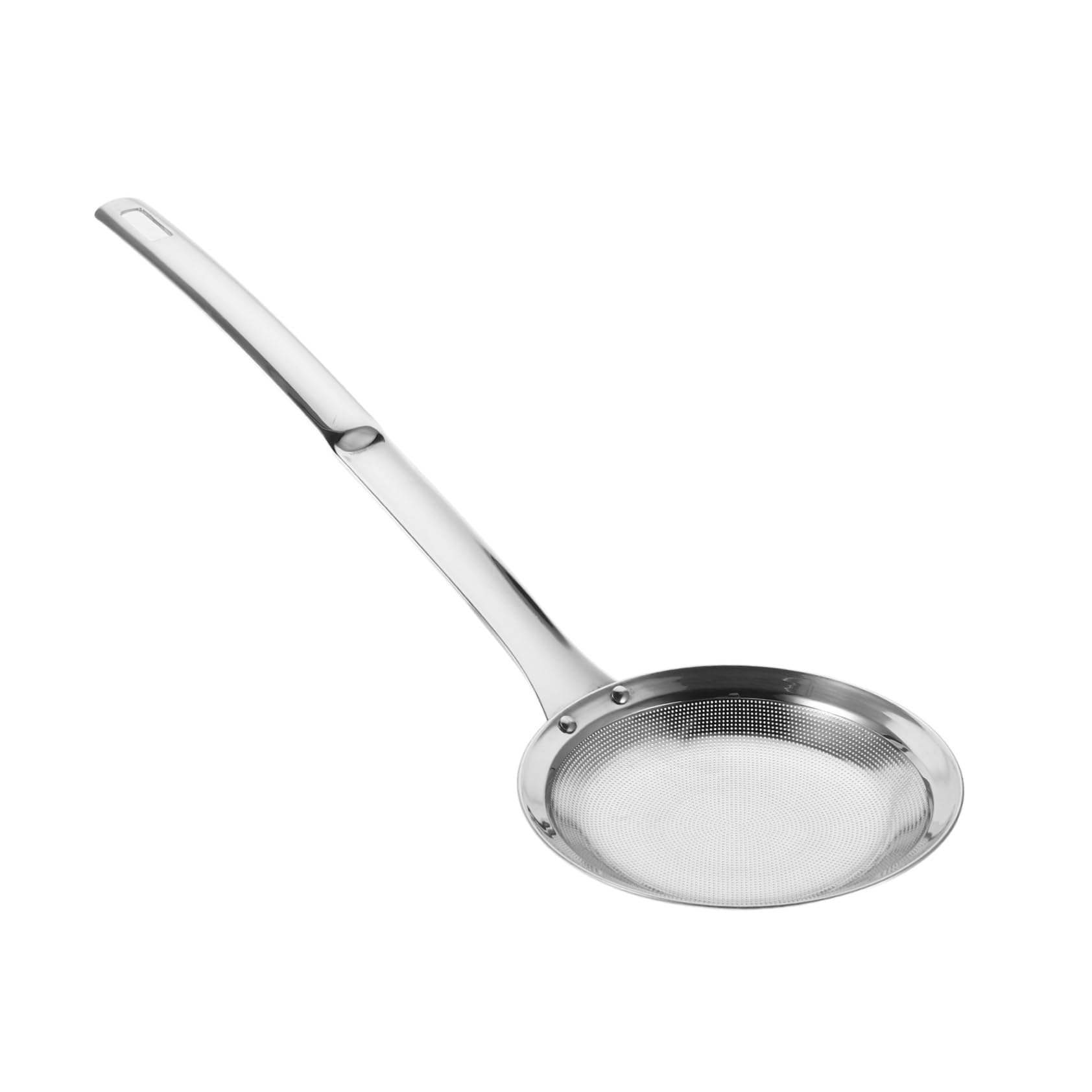 OUNONA Fine Mesh Skimmer Spoon Stainless Steel Colander with Handle for Cooking Oil Filter Food Strainer for Frying Soup Hot Pot and Outdoor Use