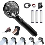 【Cabezal Ducha Giratorio 360 grados】: Ducha mano alta presión adopta una rotación y un diseño de 360 grados que pueden satisfacer sus diferentes necesidades de baño, brindando una experiencia de ducha SPA en su baño.----Fácil de limpiar,Esta alcachofa de mano puede ayudar a prevenir el crecimiento del moho y mantener limpios las boquillas de ducha entre una limpieza y otra.