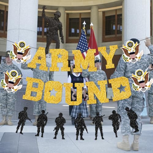 Image of Army Bound Banner, Army Party Decorations, Army Decorations for Party, Military Bound Banner