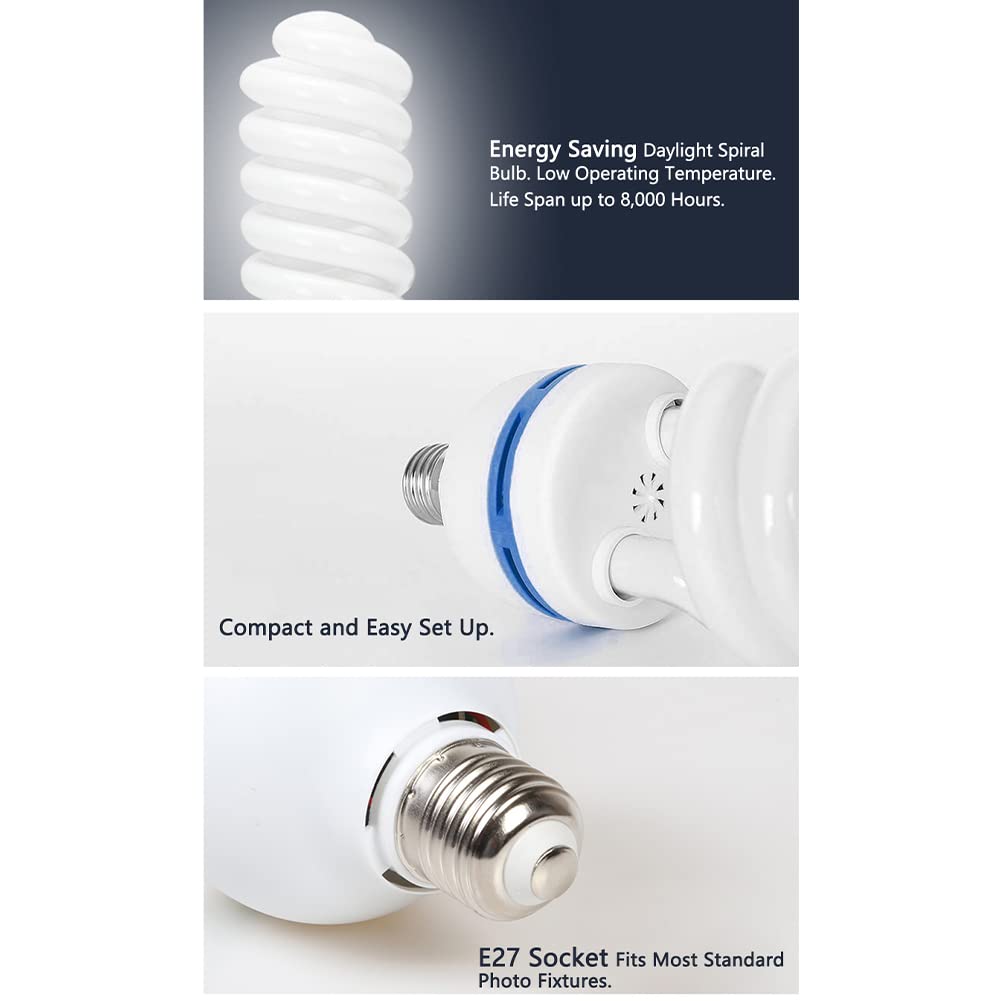 4 x lampa fotograficzna 55 W = 150 W 5500 K CFL lampa dzienna z trzonkiem E27 do oświetlenia studyjnego, oświetlenia wideo, fotografii, softbox