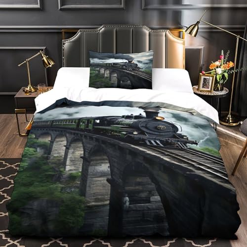Housse de couette train 3D avec fermeture éclair literie microfibre - 4