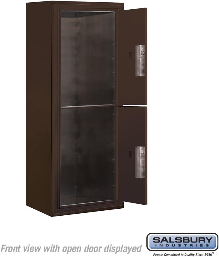 Salsbury Industries 3810S-2PZFP 4C Surface Mounted Horizontal Mailbox, Front Loading, Single Column, Stand Alone Parcel Locker, 2 PL5's, Private Access, Bronze