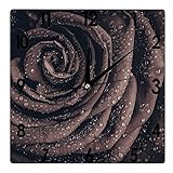 Higoss Orologio da Parete Quadrato Rosa Fiore Naturale Matrimoniale Petali Piante Silenzioso Senza Ticchettio 30,5 cm, Funzionamento a Batteria Preciso Decorazione Paesaggio/Paesaggio Urbano Casa di