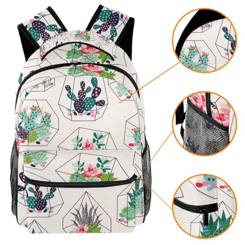 Sac à dos motif cactus dans terrariums en verre design multicolore