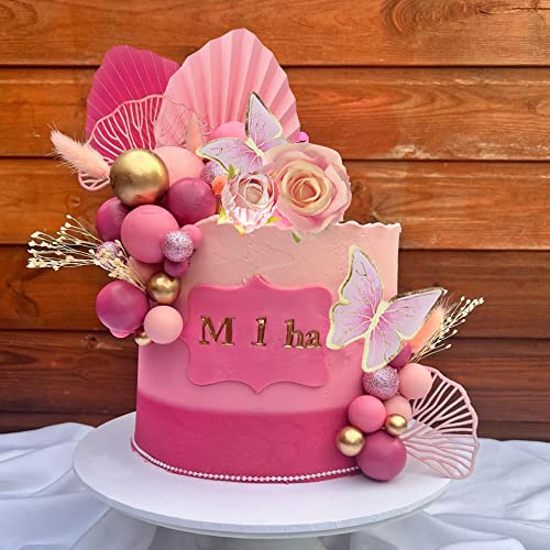 Boho Flower Cake Toppers Balls Cake Decorations With Butterflies For Birthday Party Wedding Baby Shower Boho Themed Party Supplies (Hot Pink) #TOP4