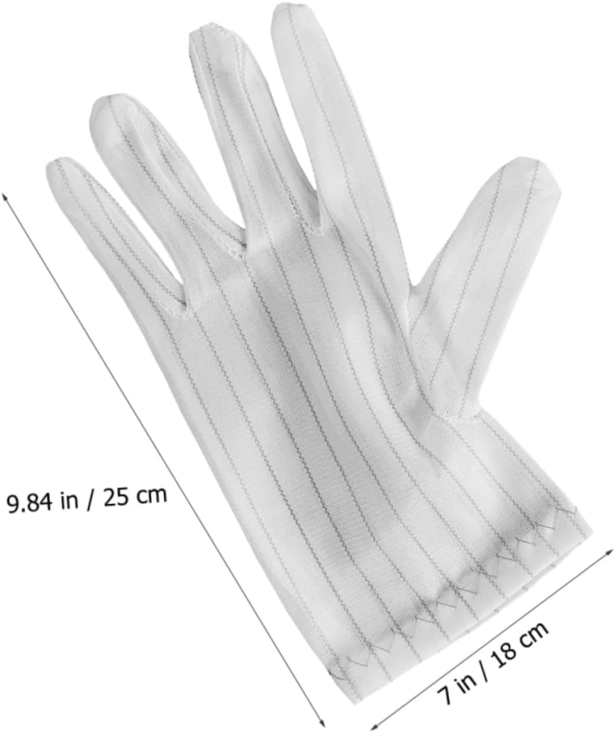 OSALADI Anti-Static Gloves, 10 Pairs, White, Medium, Unisex