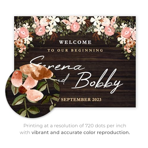 24x18\" Personalized Wedding Welcome Sign with Photo and Text, Custom Reception Sign in Acrylic, Foam Board, or Coroplast (Design 3)