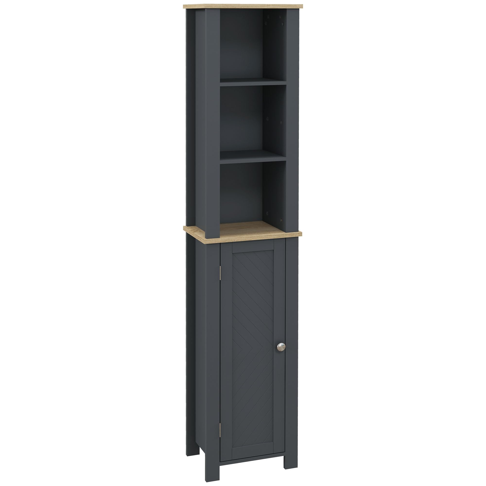 Mobile Bagno Salvaspazio 32x30x80cm Grigio - Con Armadietto E Ripiano Aperto - Foto 8