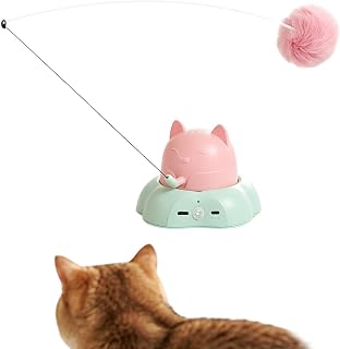 自動で動く猫用おもちゃ 回転式じゃらし棒・吸盤付き・センサー付き・かわいい | 自動猫じゃらし 室内用 室内の子猫の遊び 退屈しのぎ 運動 ペットエンリッチメント