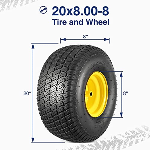 Maxauto 20X8.00-8 Lawn Mower Tires 20X8X8 Lawn Tractor Tire 20X8-8 Turf Tire With Rim, 3.5" Offset Hub, 3/4" Bore With 3/16" Keyway, 4 Ply, 965Lbs Capacity, Set Of 2 #TOP1