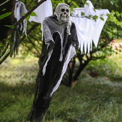 Decoração Assustadora Caveira Suspensa Halloween Fantasma Decoração Porta Halloween