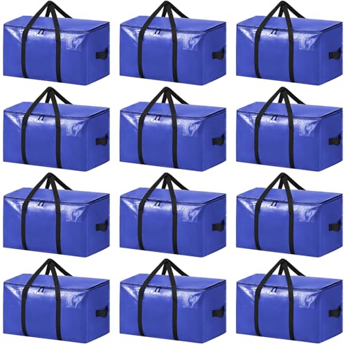 Image of BAGAIL Heavy Duty Moving Bags with Strong Handle, Extra Large Moving Boxes, Storage Tote for Clothes, College Moving Supplies(Dark Blue, 12 Pack)