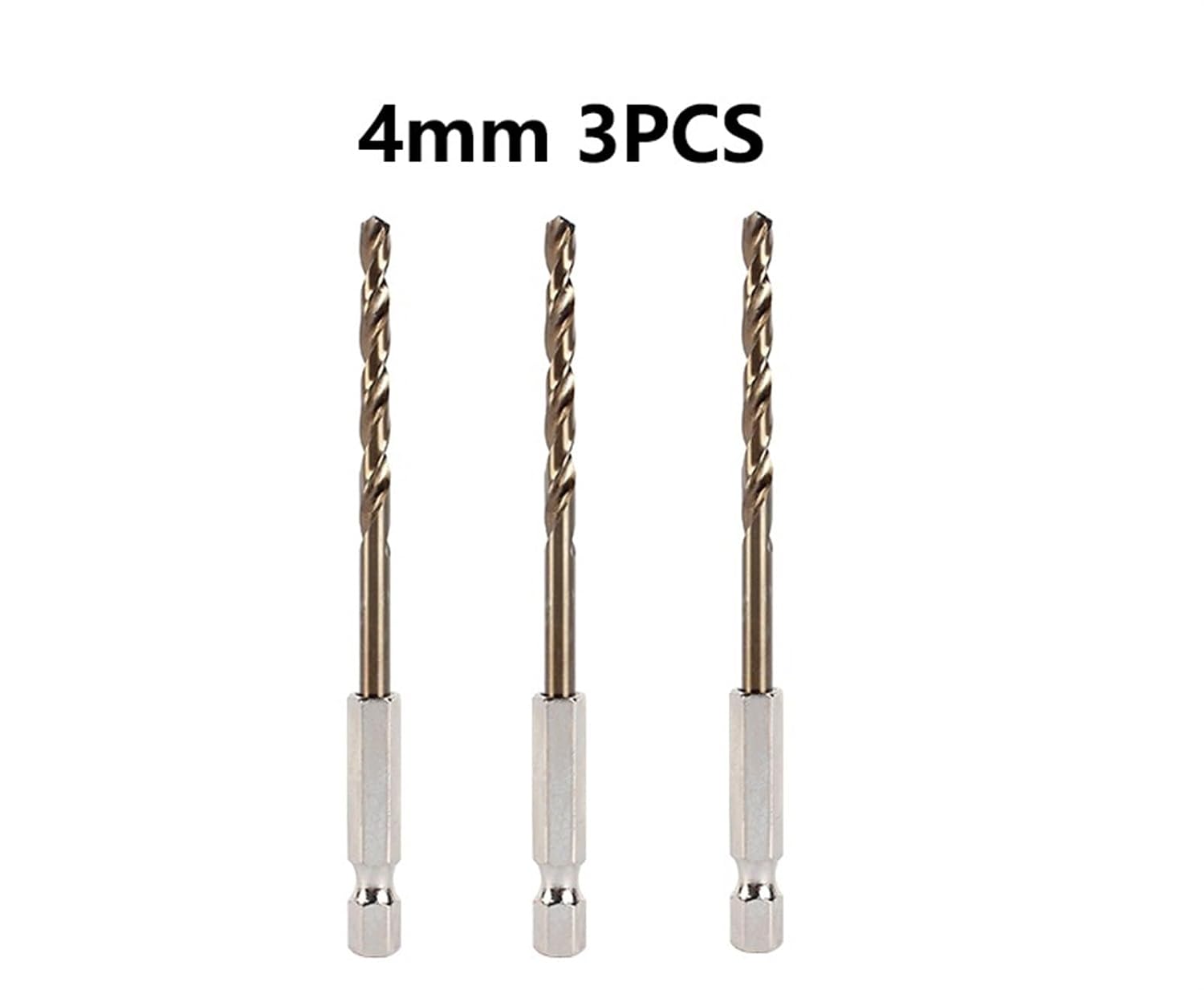 Cobalt Hex Drill Bits HSSCO M35 Twist Quick Change Impact Tools for Stainless Steel Cast Iron Sheet Metal 1Pcs (Color : 4mm 3PCS)