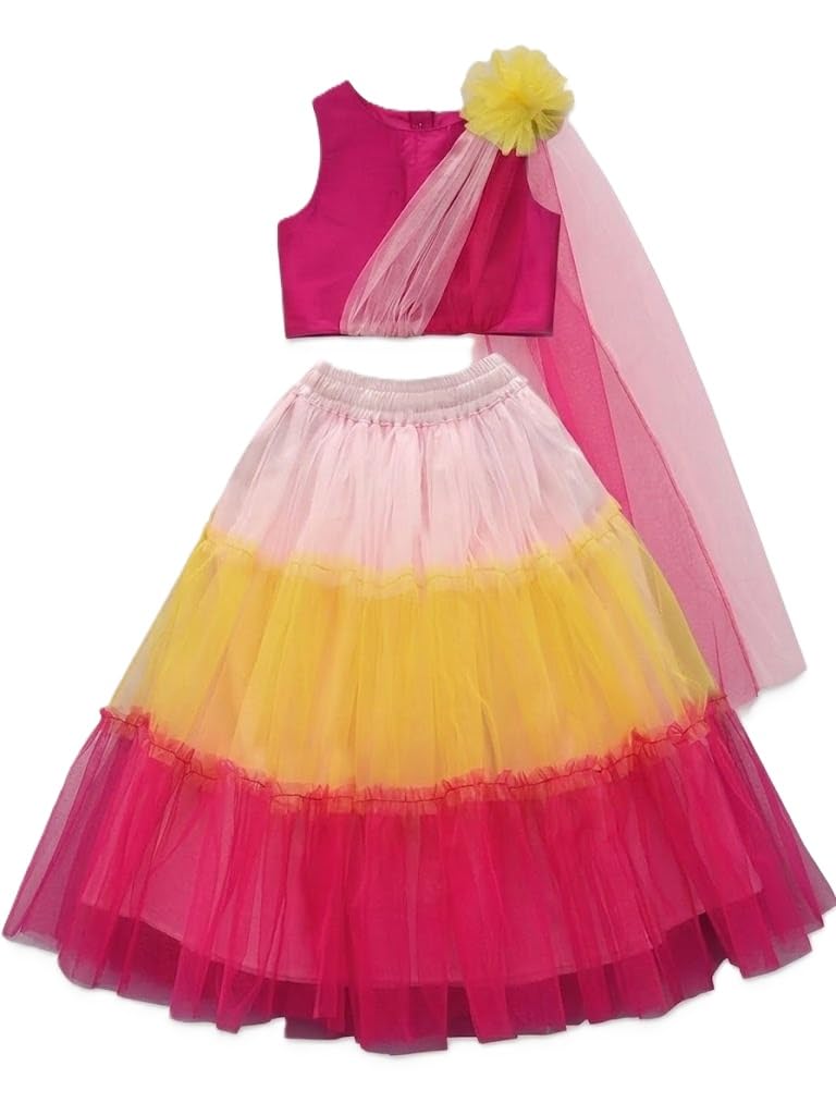 A.T.U.N. (ALL THINGS UBER NICE) Lehenga Choli bluzka dla dziewczynek, poliester, z dupattą