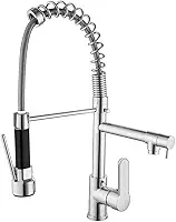 Torneira Gourmet Cozinha Monocomando, Torneira de Cozinha Cromada Bancada Com Spray Extensor, Volante Em Alavanca, Fácil Encaixe (Prateado)