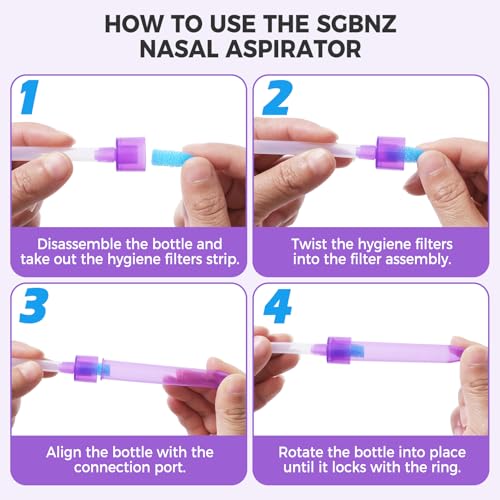 Image of Nasal Aspirator for Baby 0-12 Months with 20 Hygiene Filters Manual Nose Sucker, Reusable Infant Nose Cleaner, Easy to Use and Clean, Small Custom-Sized for Nasal -Portable for Travel Use -Purple