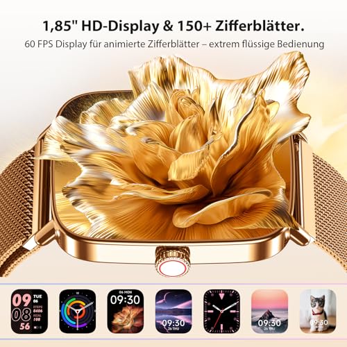 Smartwatch Damen, 1.85" Smart Watch mit Telefonfunktion, Fitnessuhr Damen mit Pulsuhr Schlafmonitor SpO2, 110+ Sportmodi Schrittzähler Uhr… – Ansicht 6