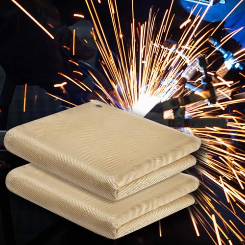 vuwo Welding Blanket - Heavy Duty Fiberglass Fireproof Blanket 2 pack 4 x 6 inch 1022°F Heat Resistant Flame Retardant Protective Mat High Temp Insulation Fabric Blanket for Soldering Brazing Grill