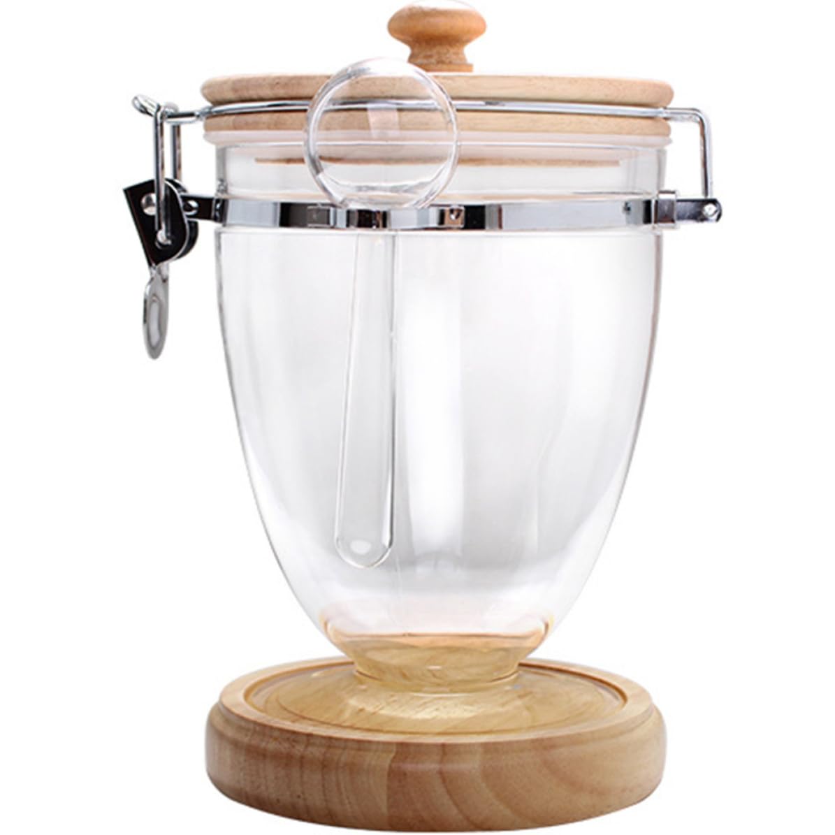 Contenedor hermético para café molido bote de té con tapa de madera natural
