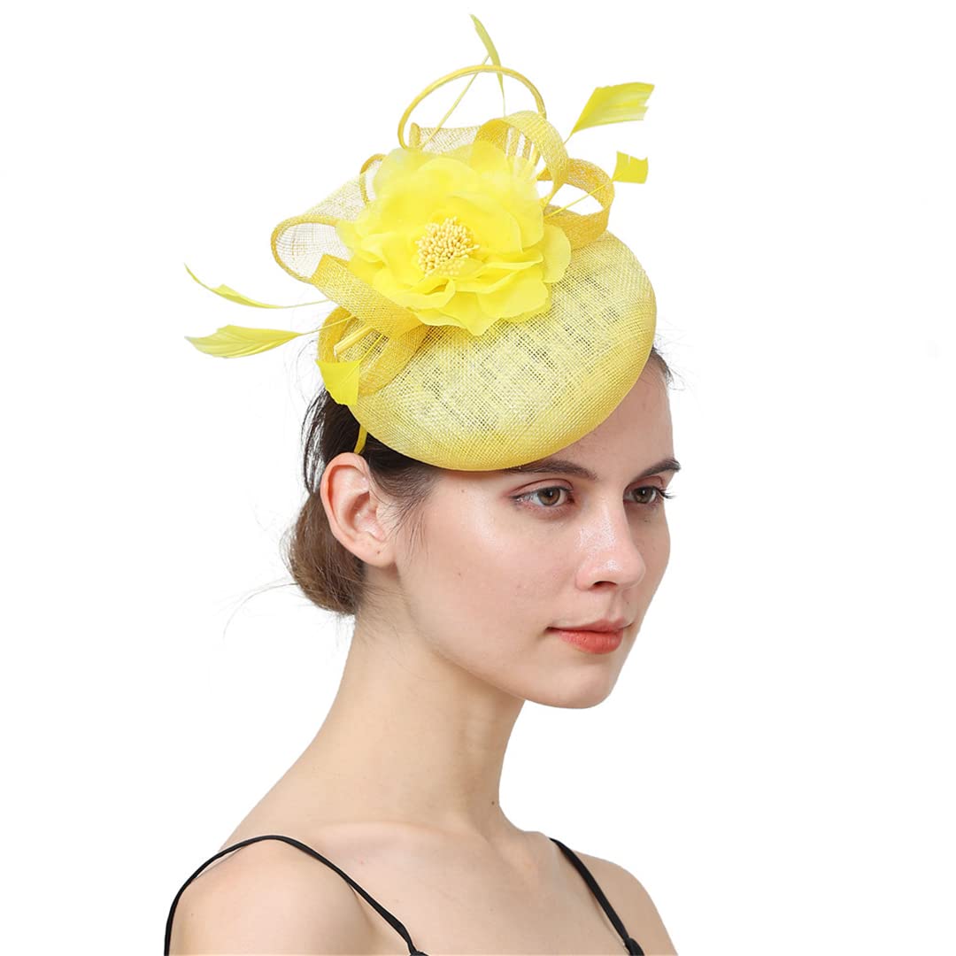 FBHappiness Wedding Fascinator Hat Hair Clip Women Cocktail Party Bridal Ladies Headpiece Mesh Hats Headwear ，Cocktail Hats