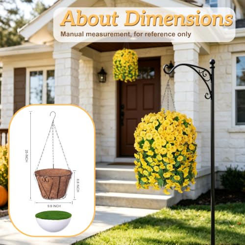 Image of Ammyoo Artificial Faux Hanging Flowers Basket for Fall Outdoor Decor