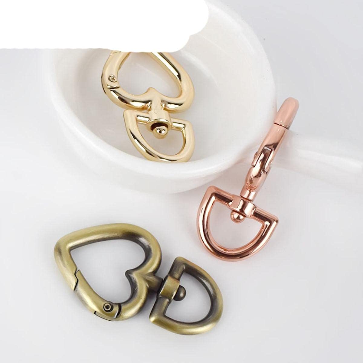 5/10/30 pz 13mm Cuore Fibbie in Metallo per Borsa Borsa Cinghia Moschettoni Ganci Portachiavi Collare per Cani Girevole Trigger Clip Artigianato in Pelle Fai da TE-30 pz, Argento