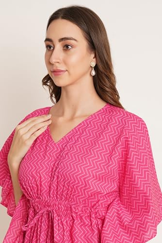Image of COTLAND Fashions Jaipuri Cotton Kimono Sleeves Printed Longline Kaftan Top for Women