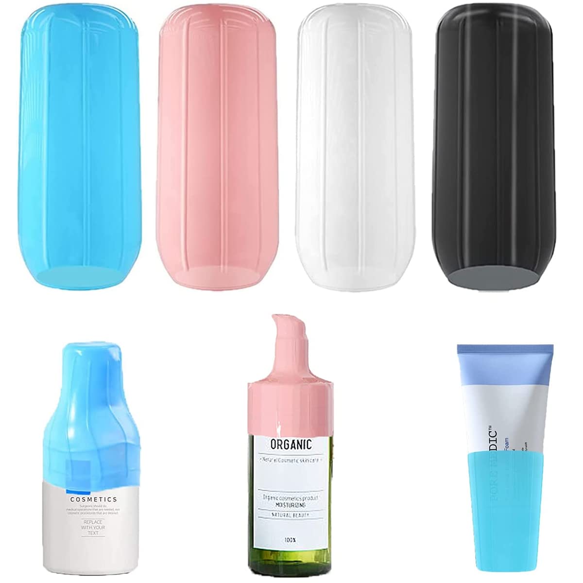 maycreate MAYCREATE® 4pcs Leakproof Sleeves for Travel Bottles for Toiletries, Reusable Silicone Covers Anti-leak Elastic Sleeves for Travel Container Spray Bottles-picture-3