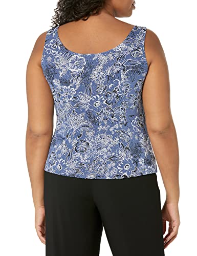 Alex Evenings Womens Mandarin Neck Twinset Tank Top And Jacket Petite Regular Dress Shirt, Wedgewood, Medium Us #TOP7