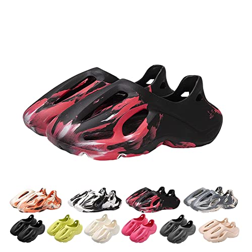 Foam Runner Shoes for Men Women, Breathable Lightweight Slides Slippers (Black-red, adult, women, numeric_4, numeric_range, uk_footwear_size_system, numeric_5, medium)