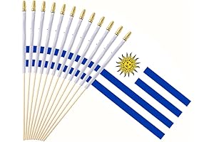 25 Pack Small Uruguayan Flag Handheld Mini Uruguayan Flags on Stick 5x8 Inch