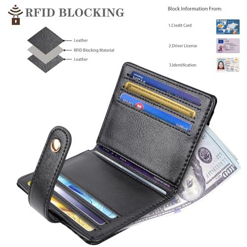 Minimalist Bifold Wallet RFID Credit Card Wallet Card Holder for Women or Men, Black Carbon Fiber3
