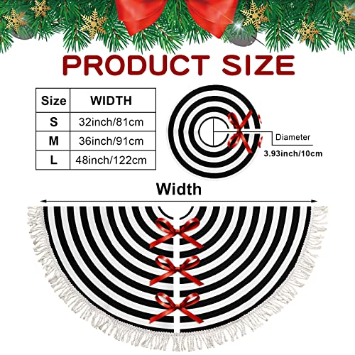 Ahoocustom Black And White Christmas Tree Skirt, 36 Inch Tree Skirt Mat With Tassel, Rustic Vintage Christmas Decorations Ornaments For Merry Xmas Holiday Party #TOP2