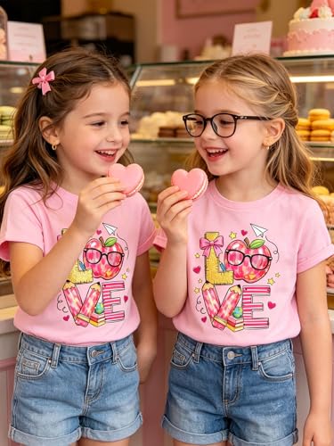 Image of Funnycokid Little Girls T Shirt for Toddler 3-7 Years Kids Tee Graphic Short Sleeve Clothes Tops