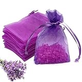 20 Stück Lavendelsäckchen Leer,Gegen Motten Klein Lavendel Beutel Leere Duftsäckchen Kleiderschrank Lavender Duft Säckchen zum Befüllen Lavendelbeutel Lila Gaze Bag mit Kordelzug für Auto Cabinet