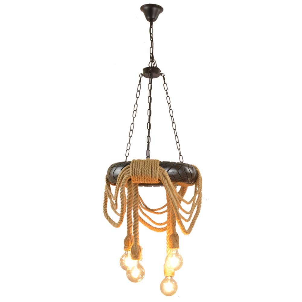 Suspension corde de chanvre 4 lumières pour table de salle à manger