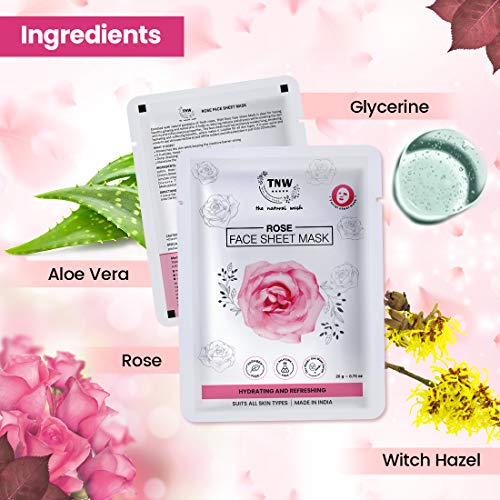 Image of TNW-THE NATURAL WASH Summer Rose Face Sheet Mask for Hydrating and Refreshing | Suits All Skin Types, Pack Of 1