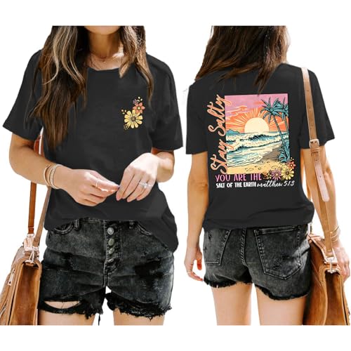 Christian Bible Verse Religious Shirt for Women Faith Inspirational Tshirt Jesus Beach Floral Graphic Tee3