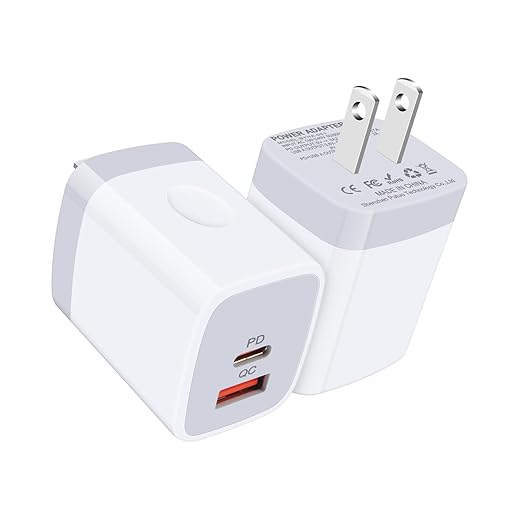 USB C Wall Charger, 2Pack 20W PD&QC 3.0 Dual Port Fast Charging Block for iPhone 14 13 12 11 Pro Max 10 SE XR XS X,iPad,Samsung Galaxy S23 S22 S21 S20 A14 A53 A13 A23,Google Pixel 7 Pro 6a 6 5a 5 4 XL