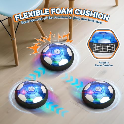 Image of Nazano 3-in-1 Hover Soccer Ball Set for Kids, Gift for Boys 3-5 6-8, Hover Soccer Ball for Kids, LED Lights Indoor Outdoor Birthday Christmas Hockey Gifts for Boys
